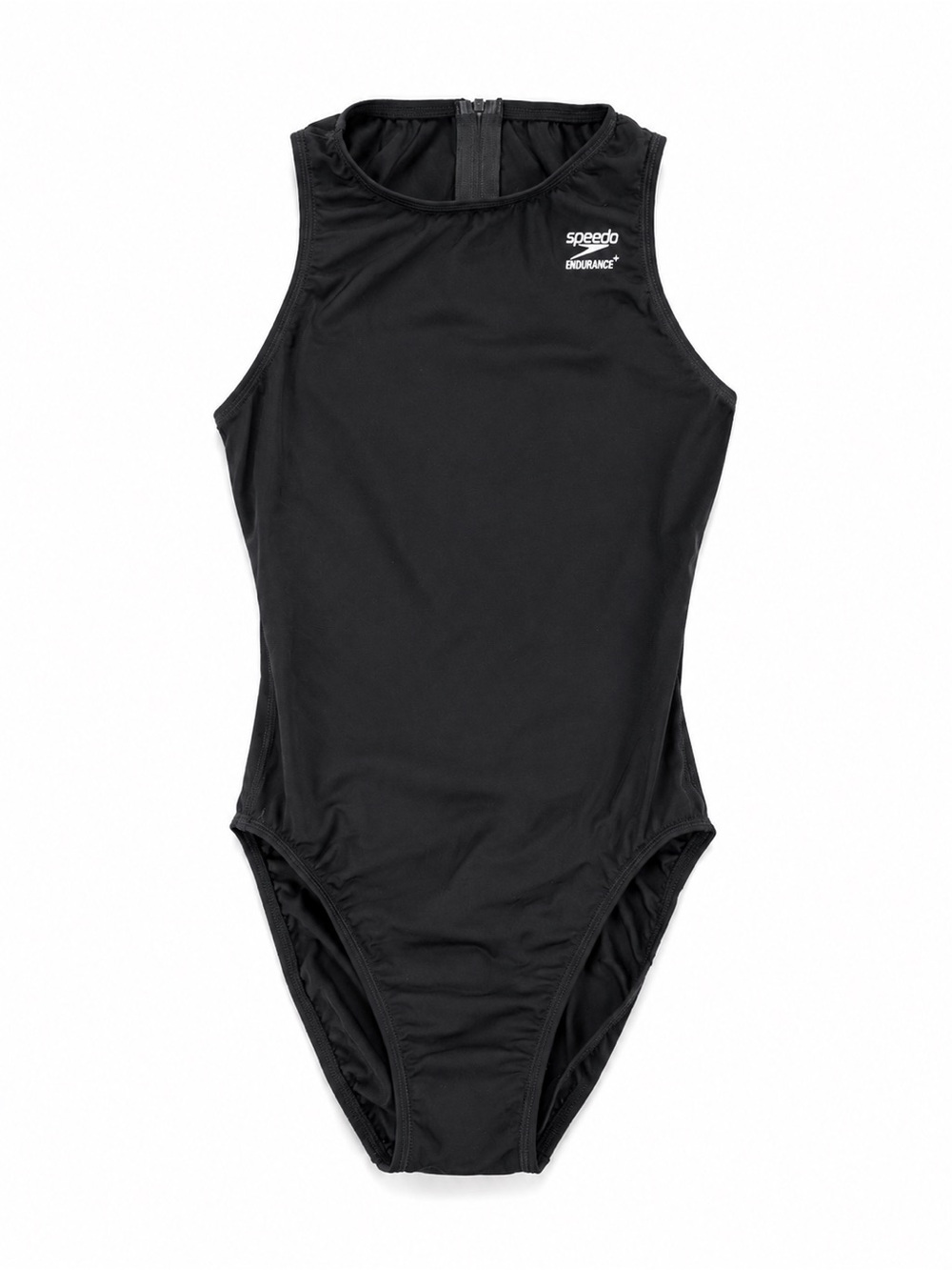 NWT Speedo Endurance+ Black High-Neck One-Piece Swimsuit Size 10/36